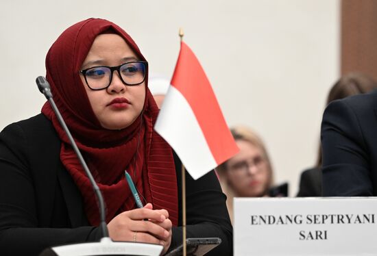 Endang Sari at the OIC Young Diplomats Forum held as part of the 14th International Economic Forum Russia - Islamic World: KAZANFORUM. Photos can be used on terms listed in the media-bank's Forum section. Location: Russia, Republic of Tatarstan, Kazan. Author: Alexey Maishev/ANO “Directorate for Sports and Social Projects”. KAZANFORUM 2023. OIC Young Diplomats Forum