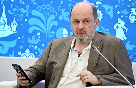 Chairman of the Digital Development Fund German Klimenko at the session, State and Business in Digital, held as part of the 14th International Economic Forum Russia - Islamic World: KAZANFORUM. Photos can be used on terms listed in the media-bank's Forum section. Location: Russia, Republic of Tatarstan, Kazan. Author: Alexey Maishev/ANO “Directorate for Sports and Social Projects”. KAZANFORUM 2023. State and Business in Digital Security
