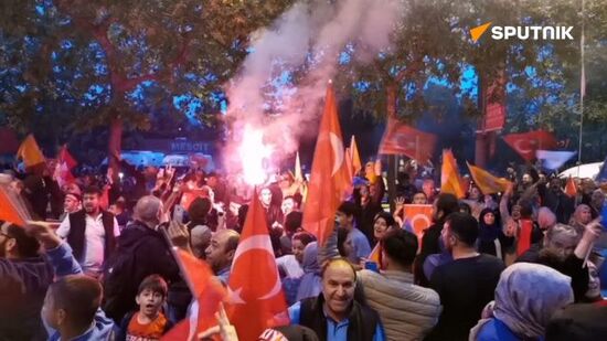 Erdogan's supporters celebrating his victory in the presidential election