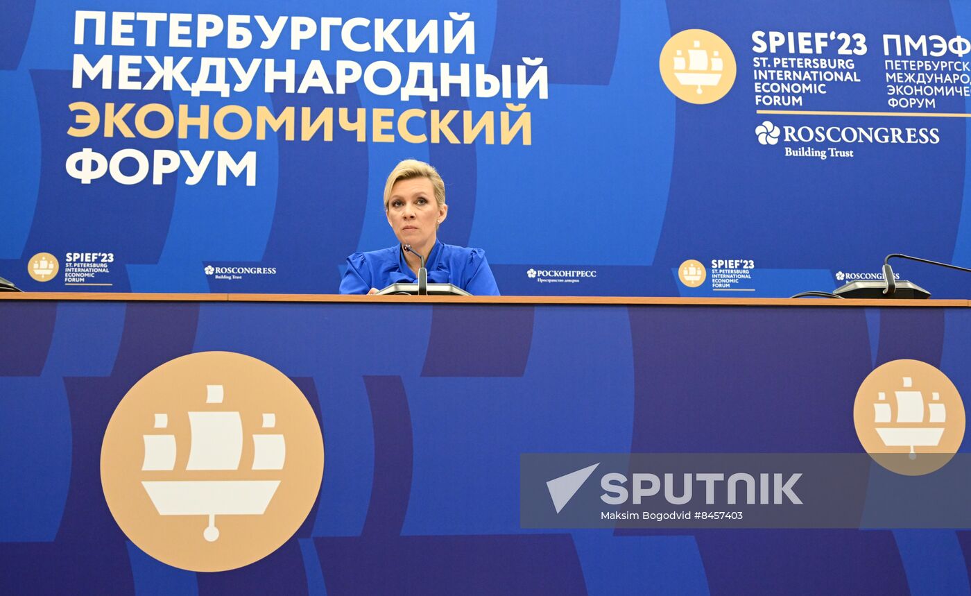 SPIEF-2023. Press briefing by Maria Zakharova