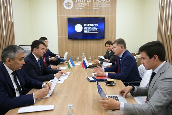 SPIEF-2023. Maksim Reshetnikov meets with Uzbekistani Deputy PM Jamshid Khodjayev