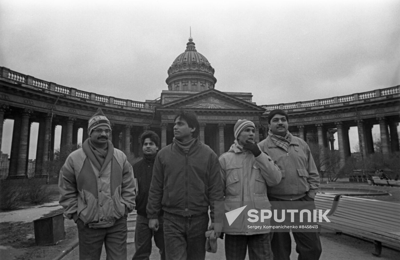 Students from India near Kazan cathedral in Leningrad