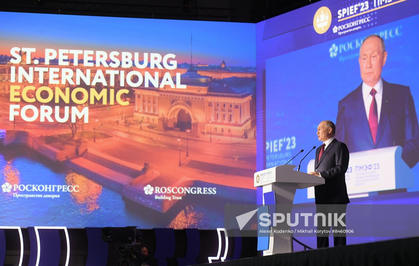 SPIEF-2023. President Vladimir Putin at the plenary session