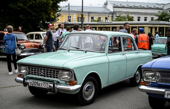 Russia Moscow Transport Day Retro Parade