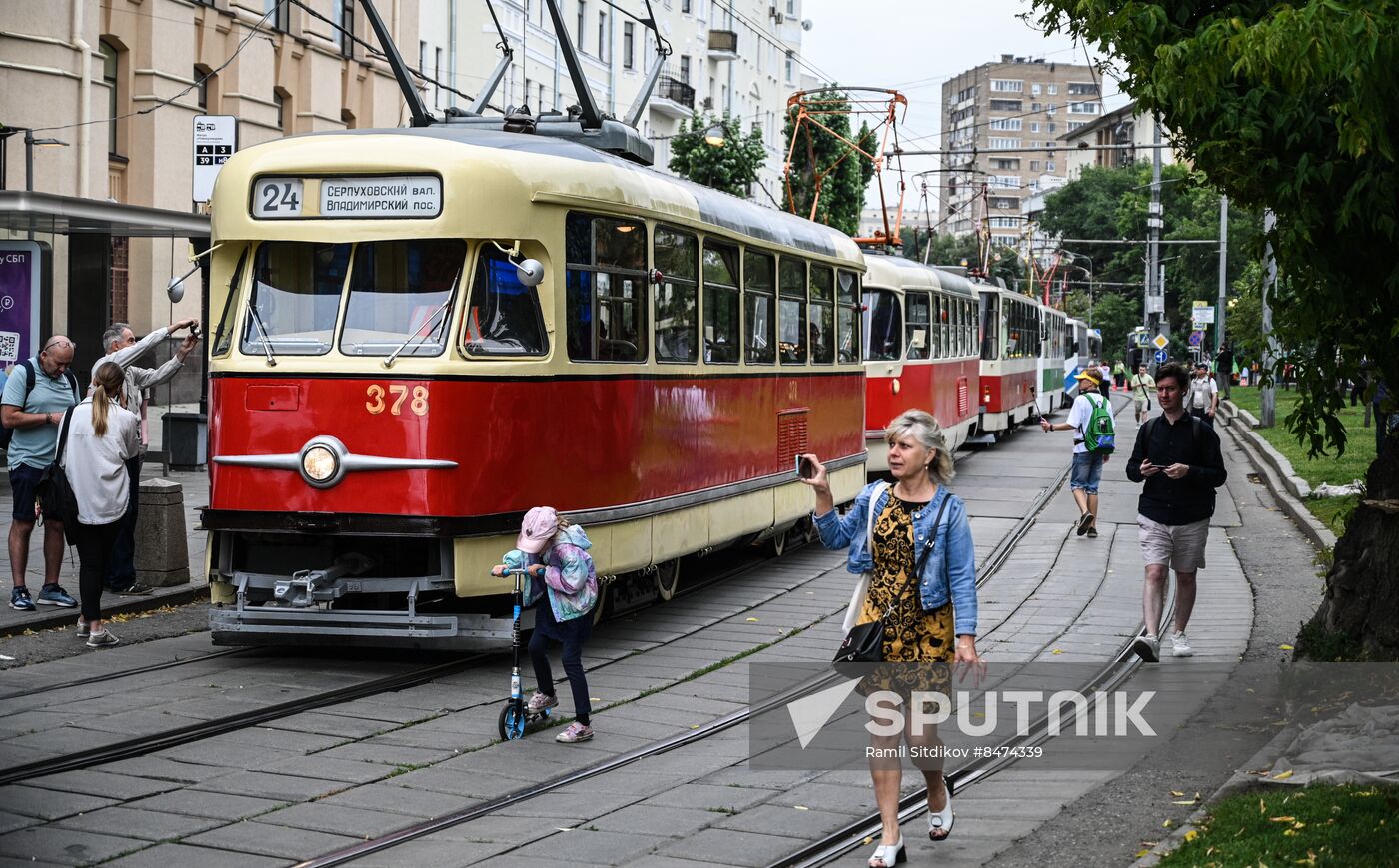 Russia Moscow Transport Day Retro Parade