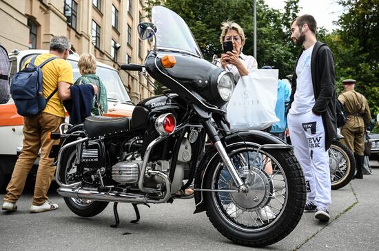 Russia Moscow Transport Day Retro Parade