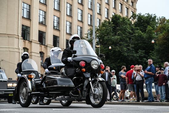 Russia Moscow Transport Day Retro Parade