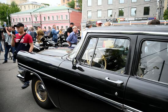 Russia Moscow Transport Day Retro Parade