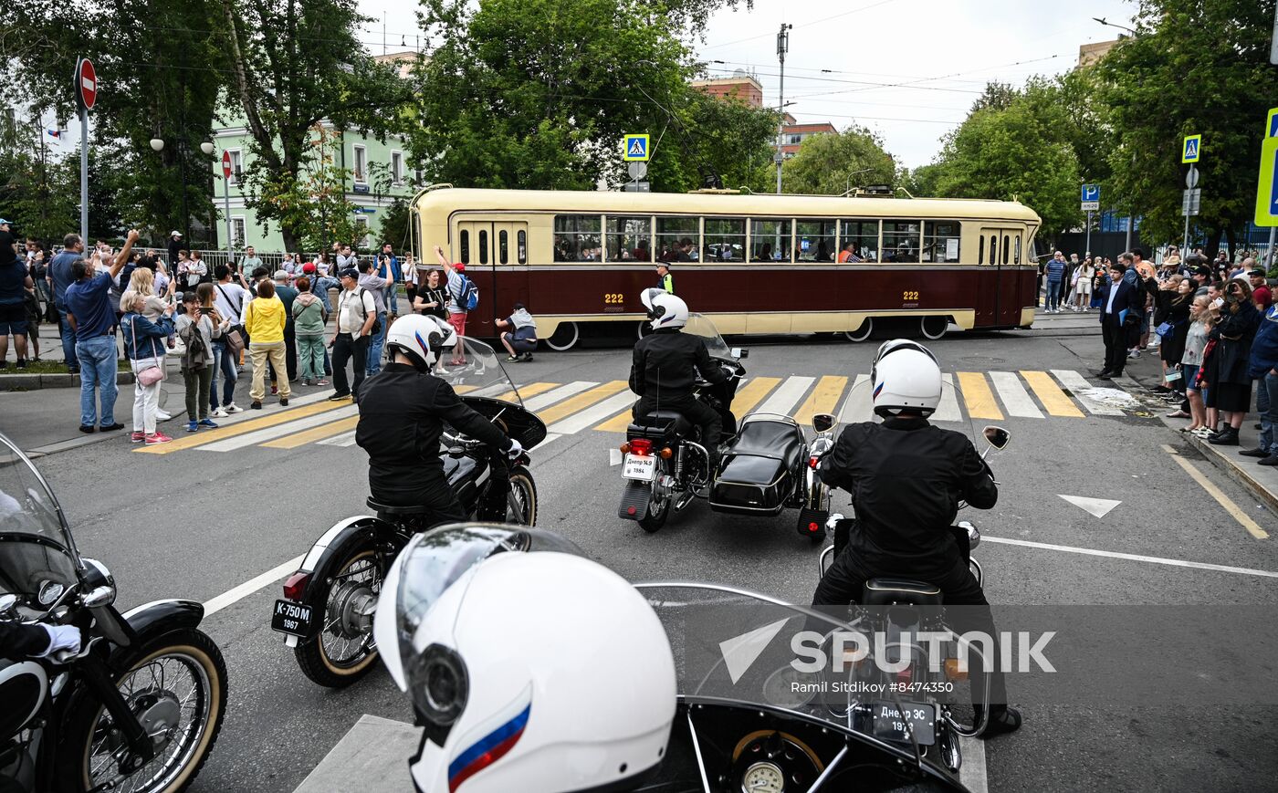 Russia Moscow Transport Day Retro Parade