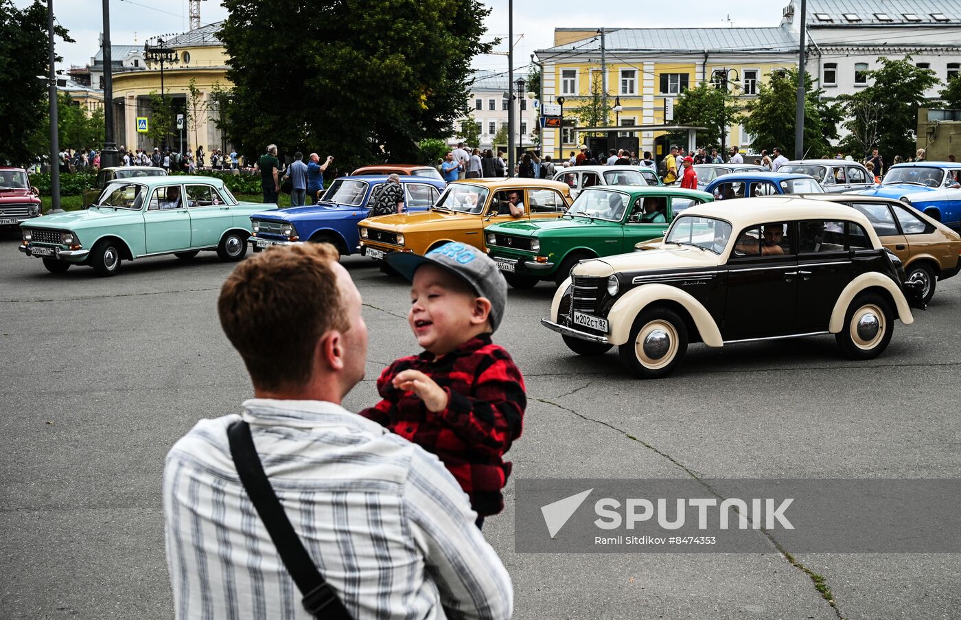 Russia Moscow Transport Day Retro Parade