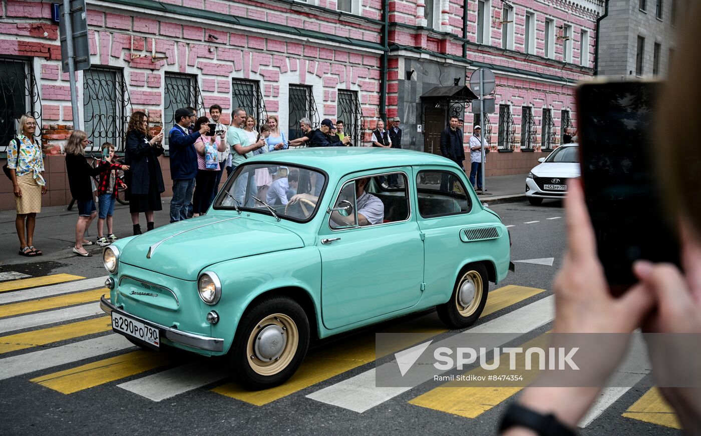 Russia Moscow Transport Day Retro Parade