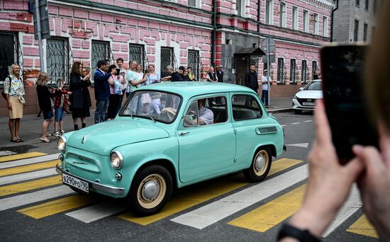 Russia Moscow Transport Day Retro Parade