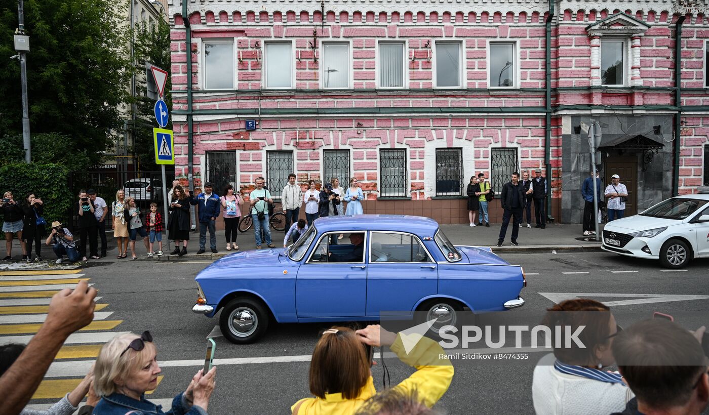 Russia Moscow Transport Day Retro Parade