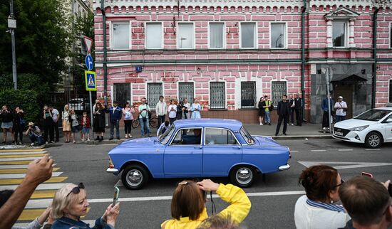 Russia Moscow Transport Day Retro Parade