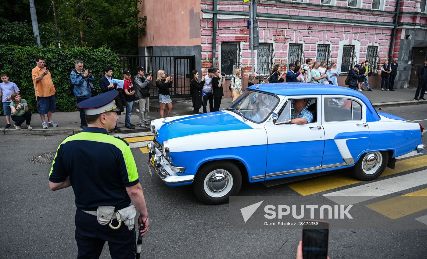 Russia Moscow Transport Day Retro Parade