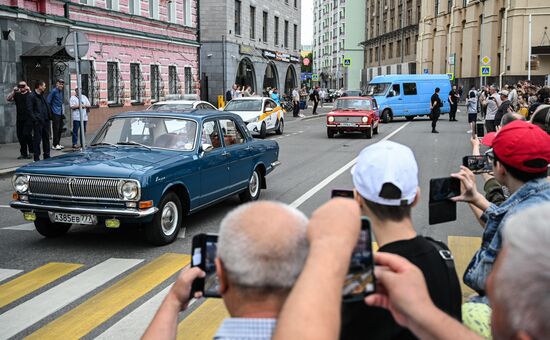 Russia Moscow Transport Day Retro Parade