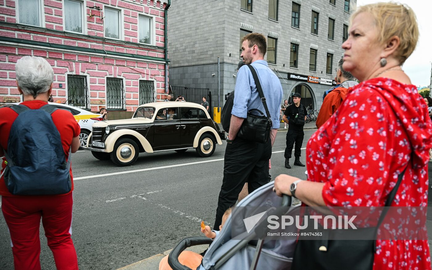 Russia Moscow Transport Day Retro Parade