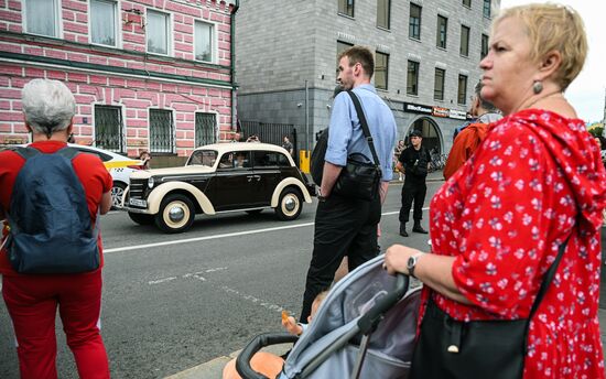 Russia Moscow Transport Day Retro Parade