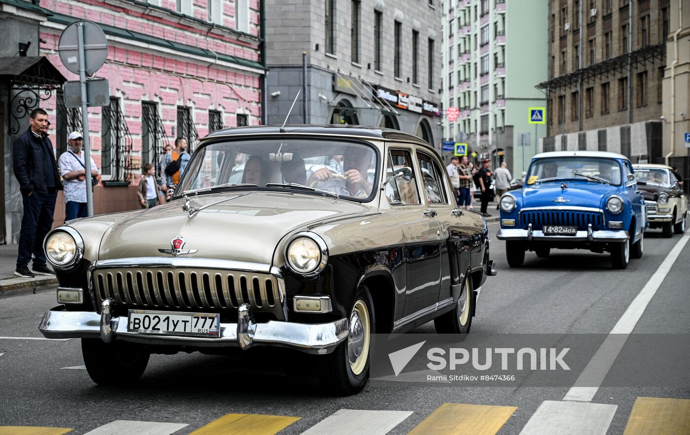 Russia Moscow Transport Day Retro Parade