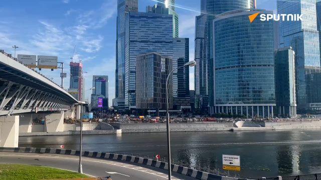 Damaged high-rises in the Moscow-City business district after drone attack