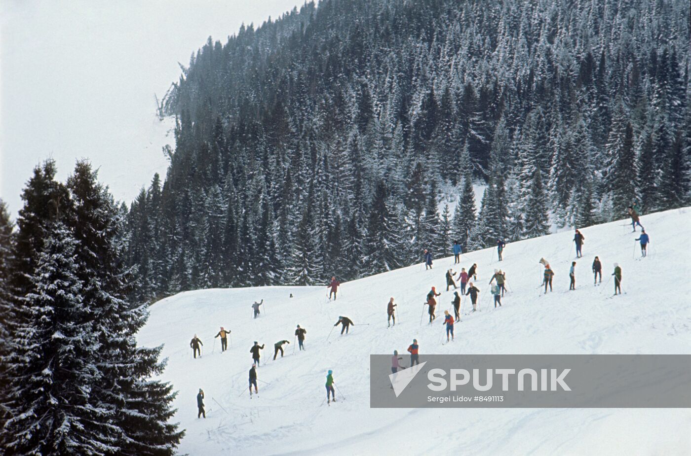 Alpine skier in Leninskaya Iskra