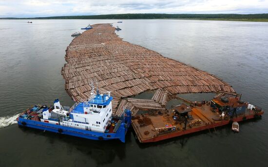 Russia Siberia Timber Rafting