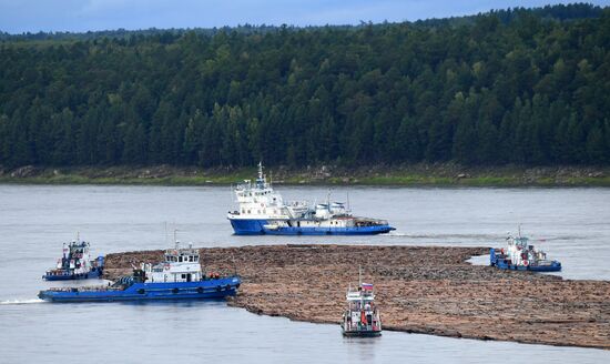 Russia Siberia Timber Rafting