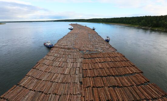 Russia Siberia Timber Rafting