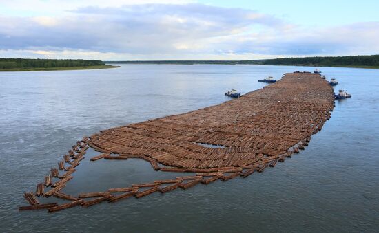 Russia Siberia Timber Rafting