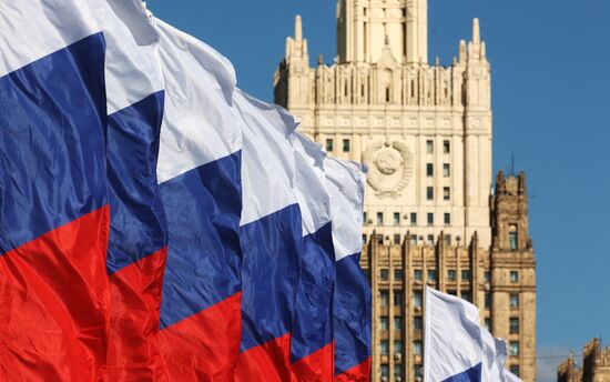 Russia National Flag Day Preparations