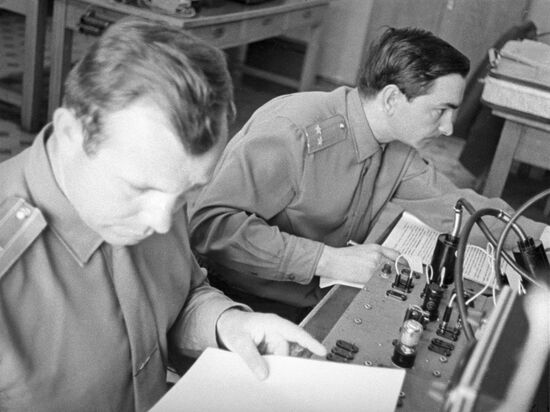 USSR pilot cosmonauts Yuri Gagarin and Valery Bykovsky