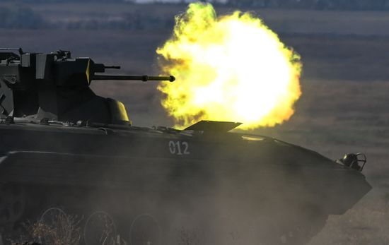 Russia Ukraine Military Operation APC Crews Training