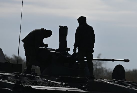 Russia Ukraine Military Operation APC Crews Training