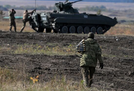 Russia Ukraine Military Operation APC Crews Training