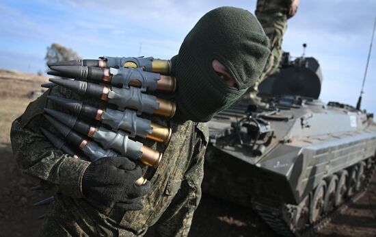 Russia Ukraine Military Operation APC Crews Training