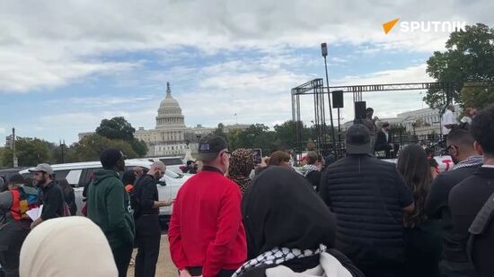 People rally in Washington DC to protest Israel’s activities in Gaza