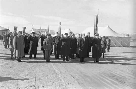 Nikita Khrushchev and Nikolai Bulganin visit Afghanistan during their Asia trip