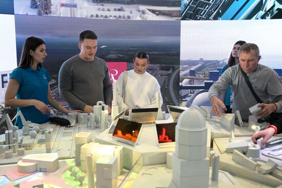 The International RUSSIA EXPO forum and exhibition. Pavilion 75. The stand of the Leningrad Region. Location: Russia, Moscow. RUSSIA EXPO