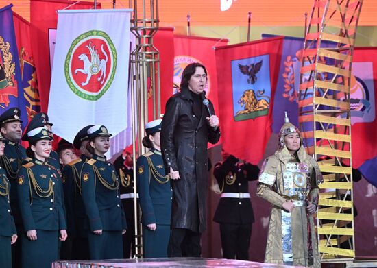 RUSSIA EXPO. Red Star band and Yury Kononov perform Russian Tank Alyosha song