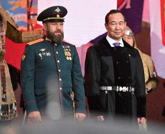 RUSSIA EXPO. Red Star band and Yury Kononov perform Russian Tank Alyosha song