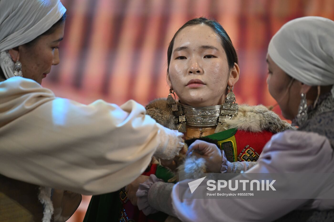 RUSSIA EXPO. Wedding ceremony with Yakut traditional rituals