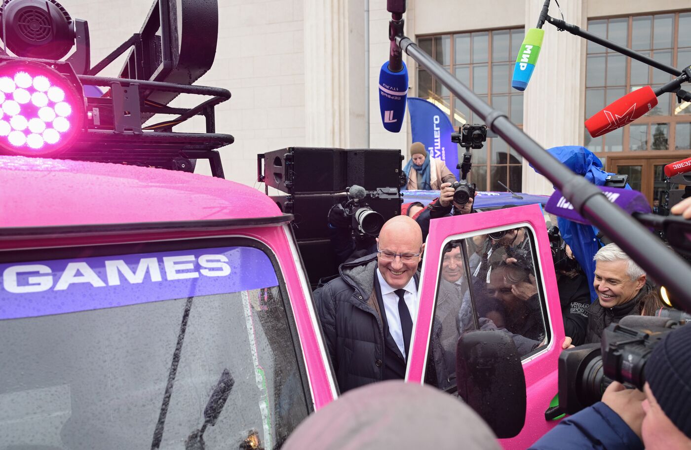 RUSSIA EXPO. 100 Days Before Games of Future ceremony and Games of Future: Trophy's Journey motor rally kickoff