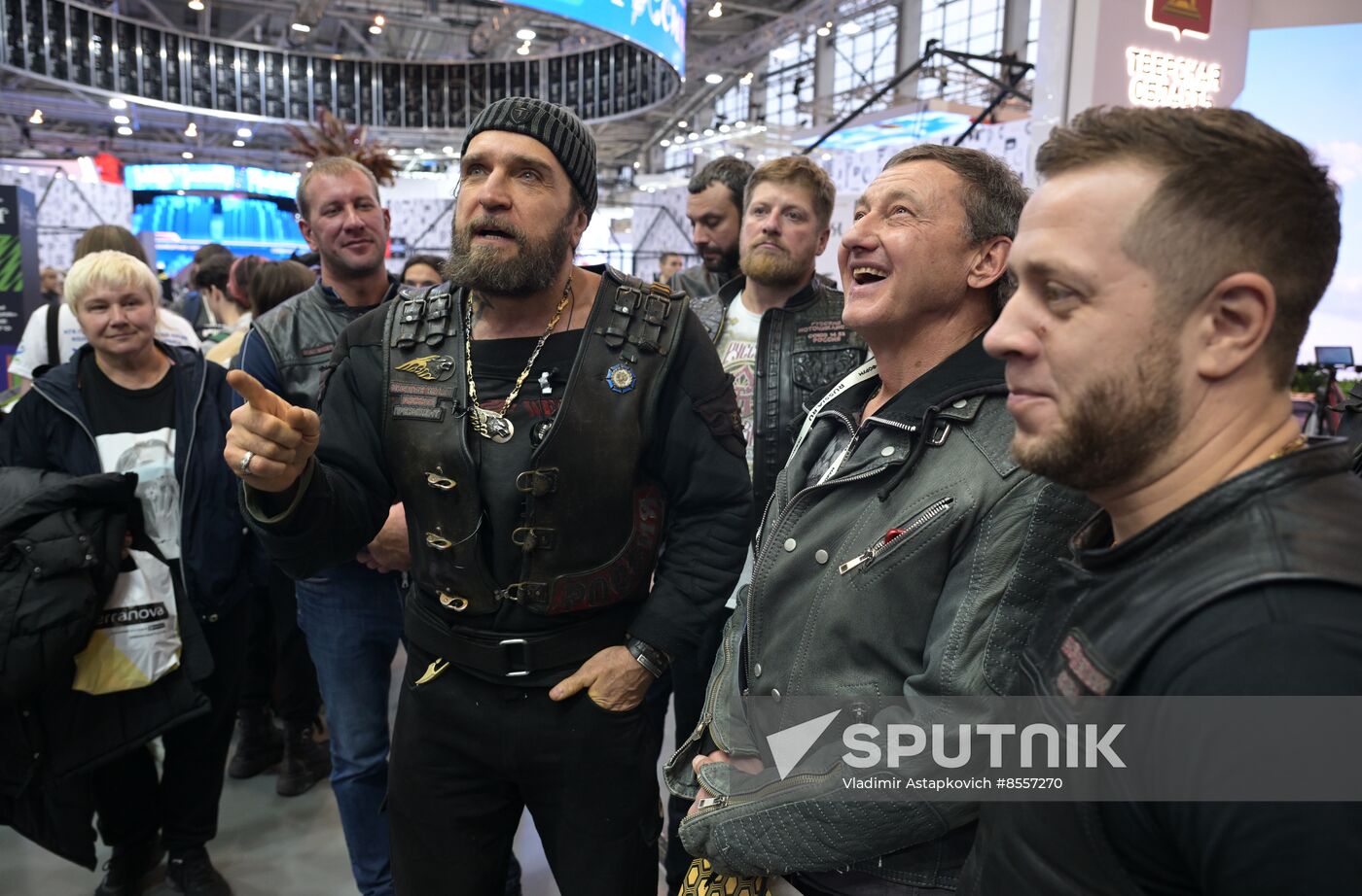 Night Wolves bikers' club president Alexander 'Surgeon' Zaldastanov visits RUSSIA EXPO