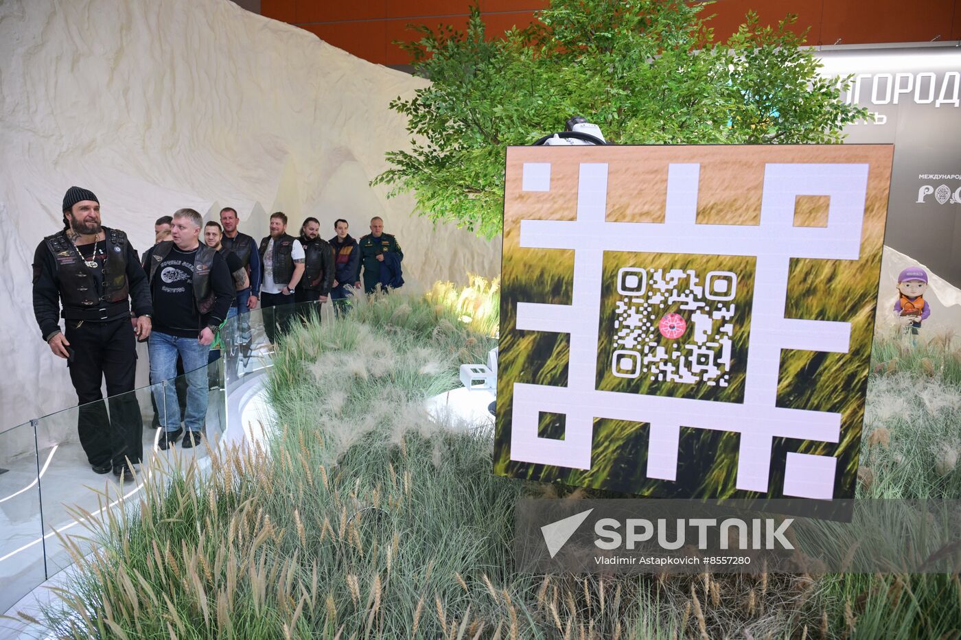 Night Wolves bikers' club president Alexander 'Surgeon' Zaldastanov visits RUSSIA EXPO