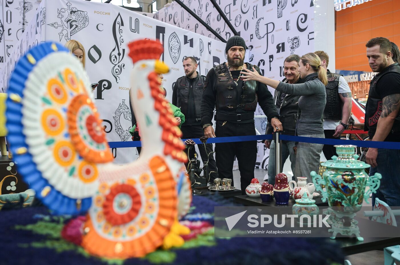 Night Wolves bikers' club president Alexander 'Surgeon' Zaldastanov visits RUSSIA EXPO