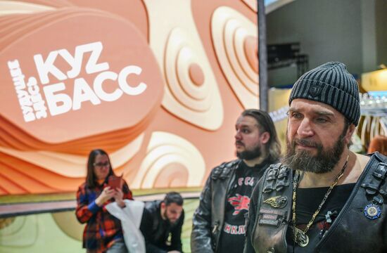 RUSSIA EXPO. Night Wolves bikers' club president Alexander 'Surgeon' Zaldastanov. Location: Russia, Moscow. Author: Vladimir Astapkovich/Sputnik. Night Wolves bikers' club president Alexander 'Surgeon' Zaldastanov visits RUSSIA EXPO