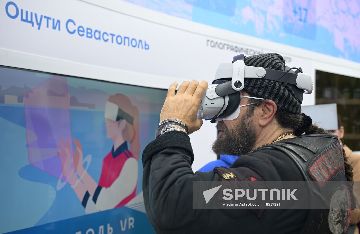 Night Wolves bikers' club president Alexander 'Surgeon' Zaldastanov visits RUSSIA EXPO