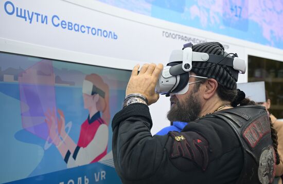 RUSSIA EXPO. Night Wolves bikers' club president Alexander 'Surgeon' Zaldastanov. Location: Russia, Moscow. Author: Vladimir Astapkovich/Sputnik. Night Wolves bikers' club president Alexander 'Surgeon' Zaldastanov visits RUSSIA EXPO