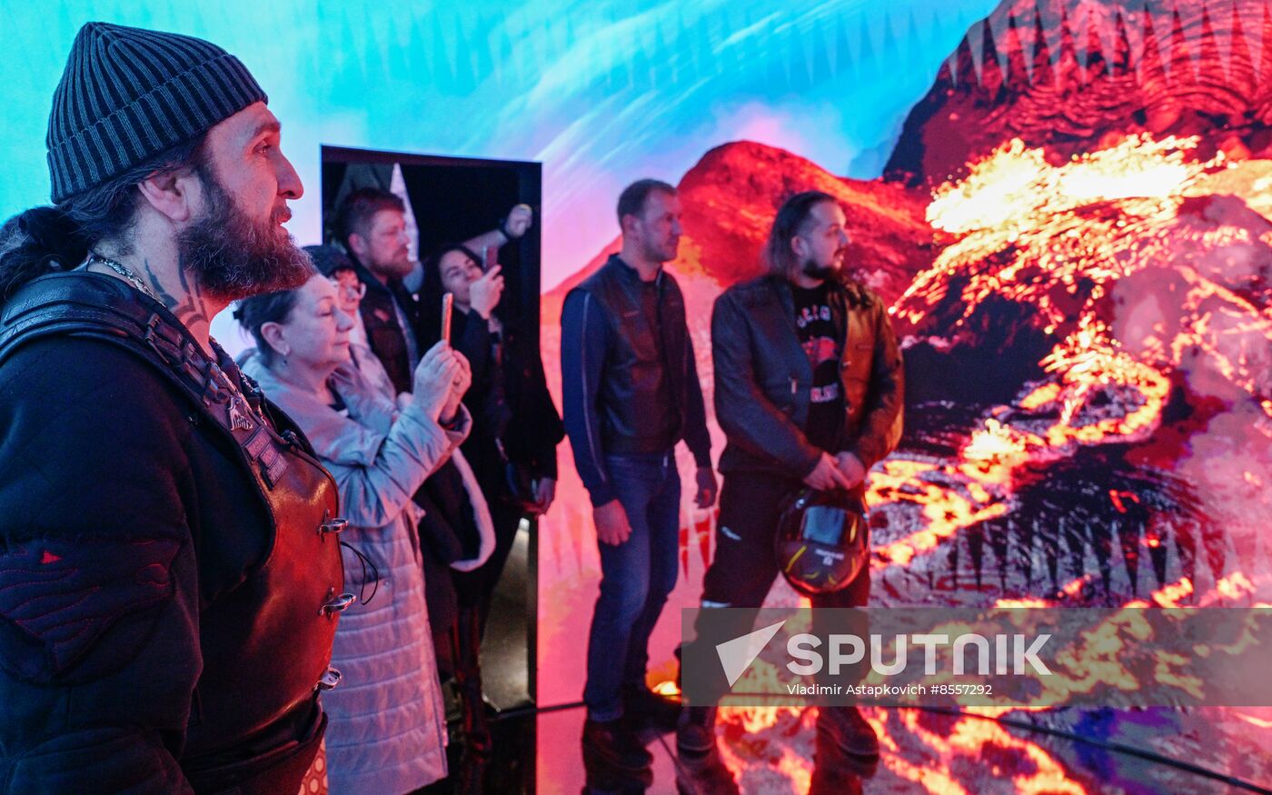 Night Wolves bikers' club president Alexander 'Surgeon' Zaldastanov visits RUSSIA EXPO