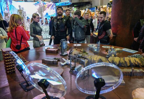 RUSSIA EXPO. Night Wolves bikers' club president Alexander 'Surgeon' Zaldastanov. Location: Russia, Moscow. Author: Vladimir Astapkovich/Sputnik. Night Wolves bikers' club president Alexander 'Surgeon' Zaldastanov visits RUSSIA EXPO